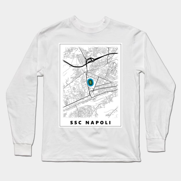 SSC Napoli Stadium map design white Long Sleeve T-Shirt by TopFootballStadiums